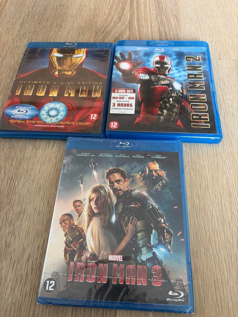 Iron Man 1, 2 en 3 Blu-ray set, Ophalen of Verzenden, Zo goed als nieuw, Actie, Boxset