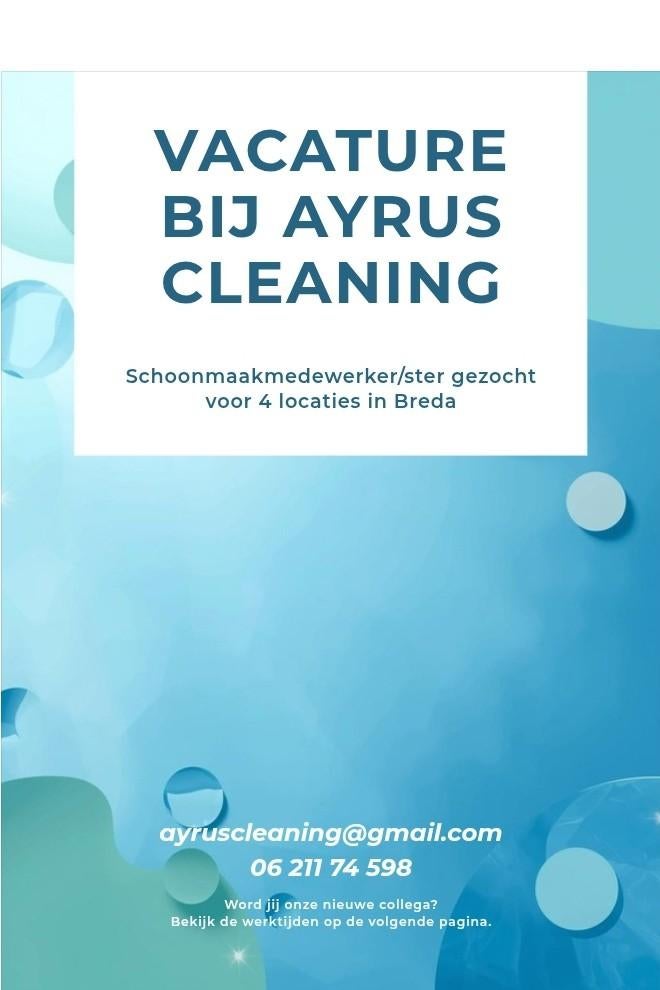 Schoonmaak vacature in Breda, Vacatures, Vast contract, Vanaf 1 jaar, LBO / VMBO, Geschikt als bijbaan