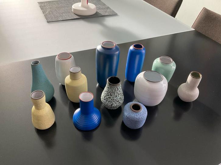 12 Retro Mini Vaasjes - Diverse Kleuren en Maten (6-15cm), Huis en Inrichting, Woonaccessoires | Vazen, Gebruikt, Overige kleuren