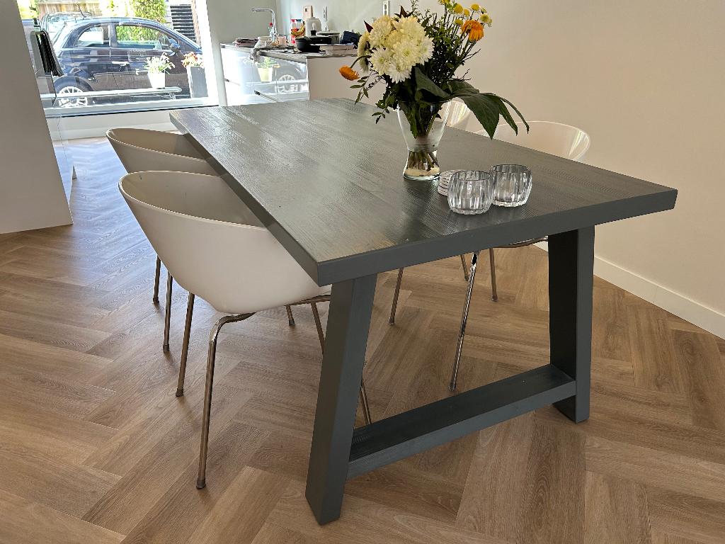 Tafel met stoelen, Huis en Inrichting, Tafels | Eettafels, Ophalen, Gebruikt, 200 cm of meer, 50 tot 100 cm