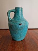 Turquoise keramische vaas of kruik met handvat, Ophalen, Blauw, Aardewerk of Porselein, Zo goed als nieuw