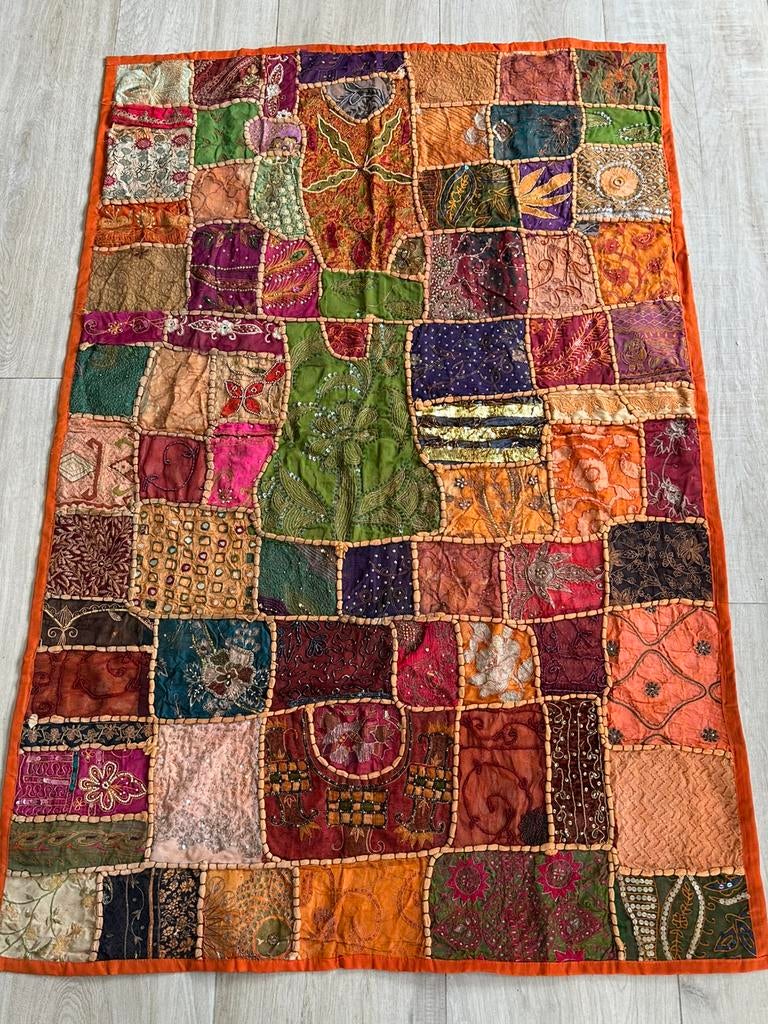 Vintage Indian Patchwork plaid / kleed 150/103 cm, Ophalen of Verzenden