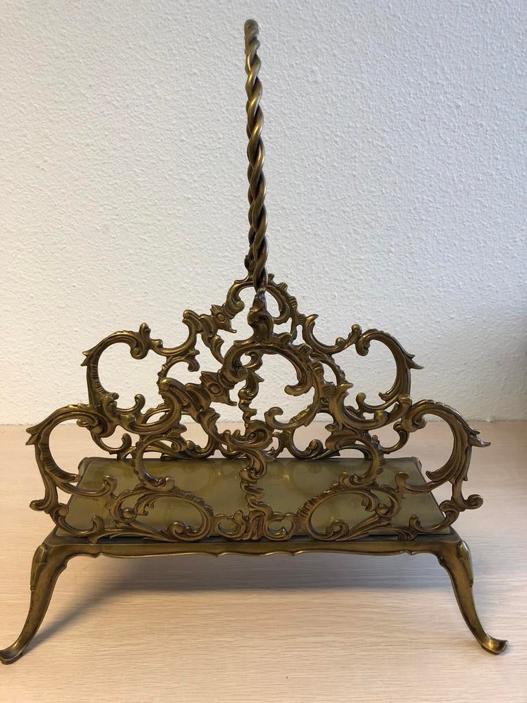 Hollywood Regency messing kranten of tijdschriftenrek, Ophalen, Zo goed als nieuw