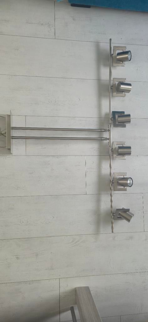 RVS Design Hanglamp met 6 Verstelbare Spots, Huis en Inrichting, Lampen | Hanglampen, Ophalen, Zo goed als nieuw, Metaal, 75 cm of meer