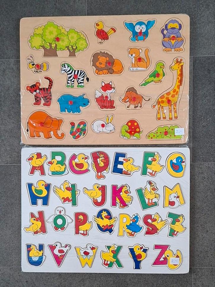 OPRUIMING  2 Houten puzzels., Kinderen en Baby's, Speelgoed | Kinderpuzzels, Zo goed als nieuw, 6 maanden tot 2 jaar, 10 tot 50 stukjes