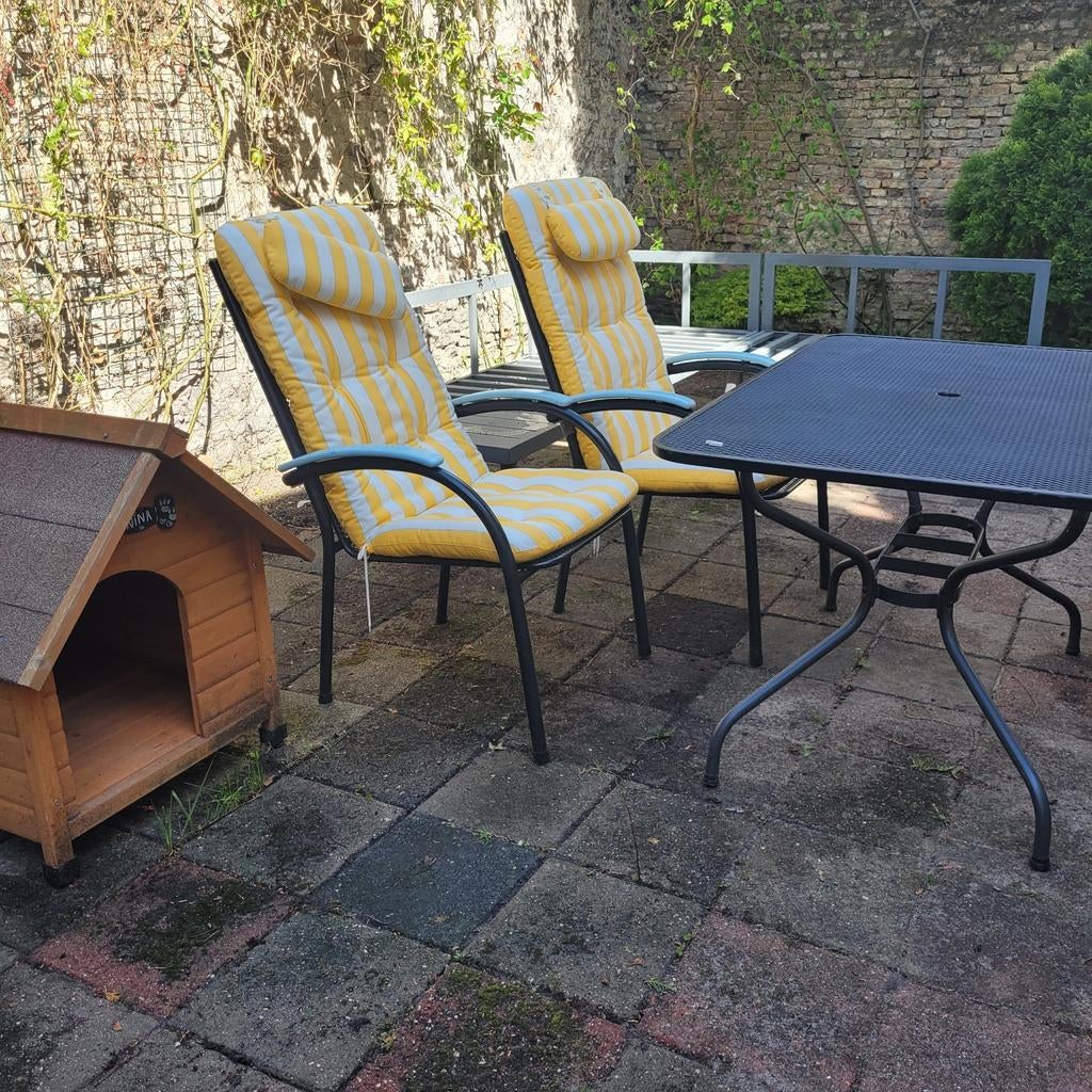 Tuinset met 4 stoelen en tafel, Ophalen, Gebruikt, Tuinset, Eettafel