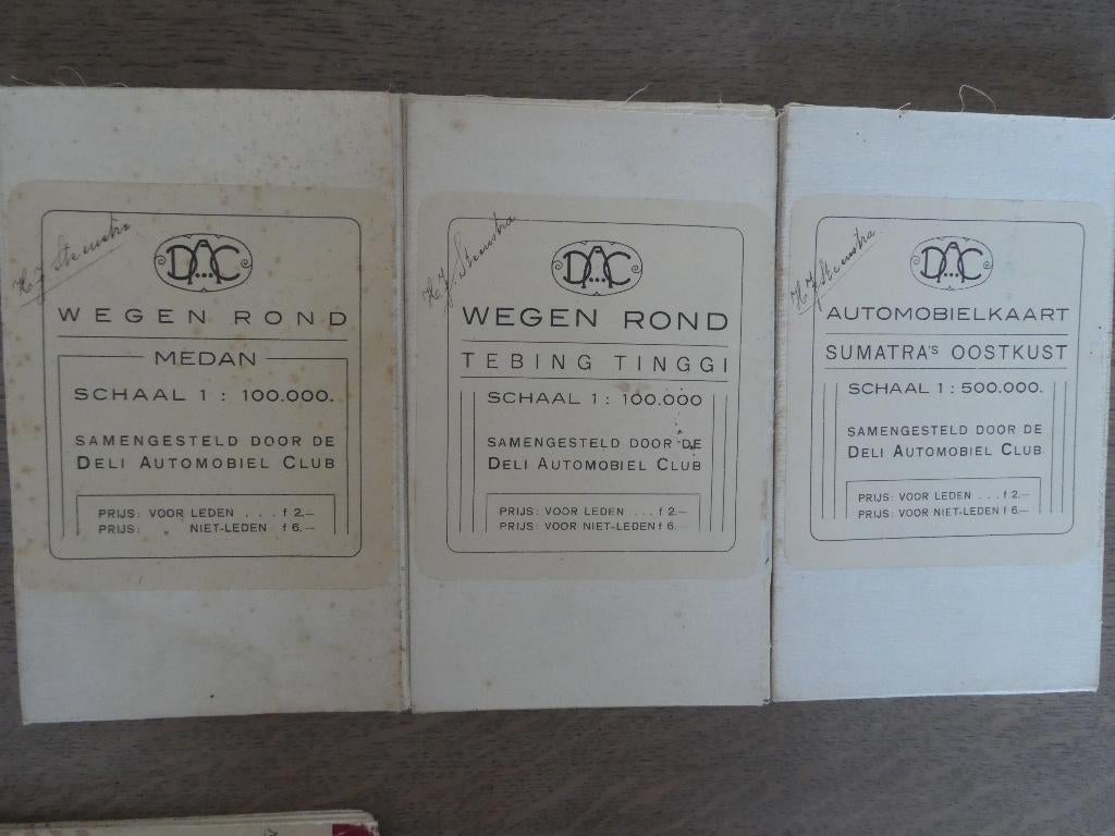 3 antieke wegenkaarten Sumatra Nederlands-Indië, Ophalen of Verzenden, Deli Automobiel Club DAC