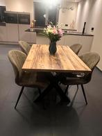 Elegante eettafel + stoelen, Ophalen, 100 tot 150 cm, Eikenhout, 50 tot 100 cm