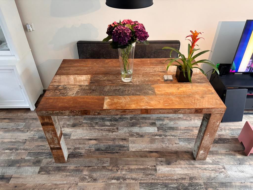 Eettafel incl 2 stoelen en bank, Ophalen, 50 tot 100 cm, Zo goed als nieuw, 150 tot 200 cm