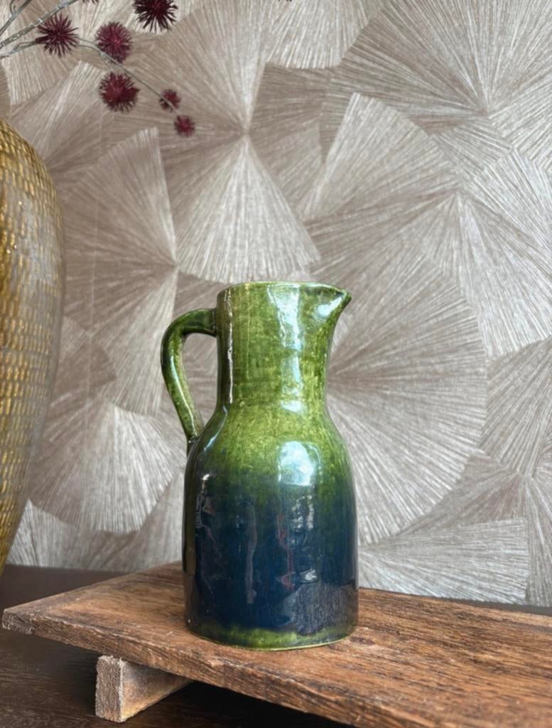 Vintage vaasje groen - blauw, Huis en Inrichting, Blauw, Aardewerk of Porselein, Ophalen of Verzenden, Zo goed als nieuw