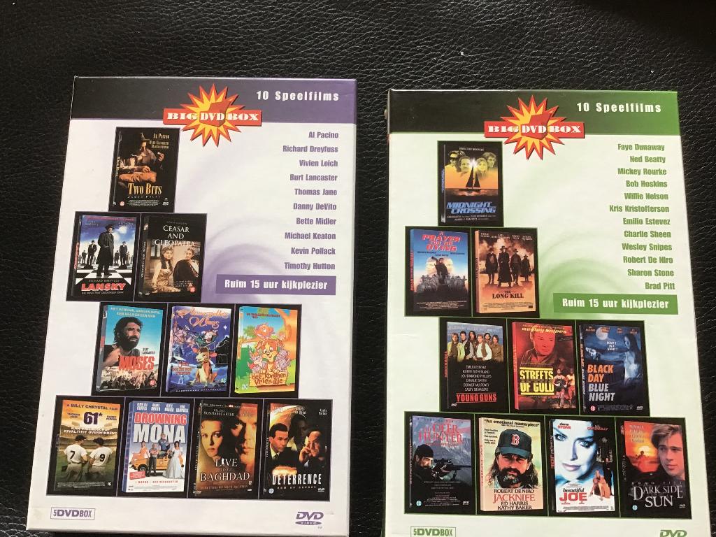 Twee DVD boxen met elk 10 speelfilms €5 p/s, Alle leeftijden, Ophalen of Verzenden, Zo goed als nieuw