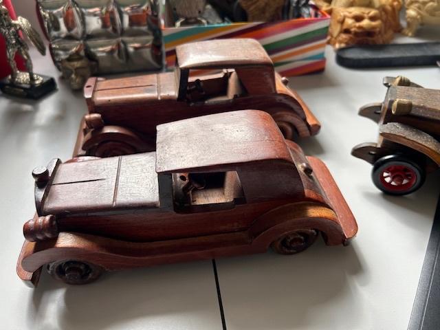 2 vintage houten decoratie vrachtwagens / oldtimer, Ophalen of Verzenden, Gebruikt, Auto's