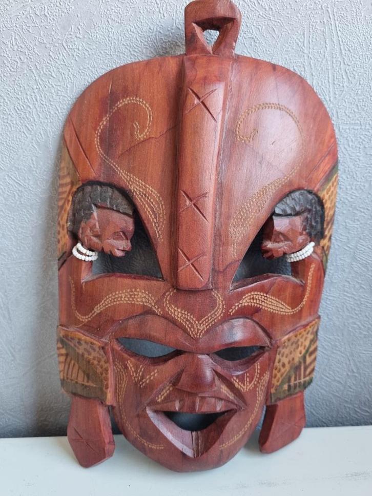 Uniek handgesneden houten masker - Afrikaanse stijl, Antiek en Kunst, Kunst | Niet-Westerse kunst, Ophalen of Verzenden