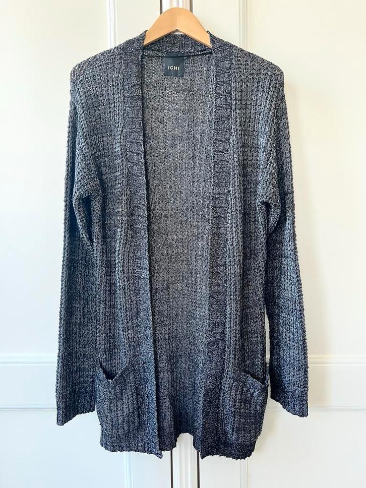 Stijlvol ICHI vest in grijs/zwart - Maat L, Kleding | Dames, Truien en Vesten, Zo goed als nieuw, Maat 38/40 (M), Grijs, Ophalen of Verzenden