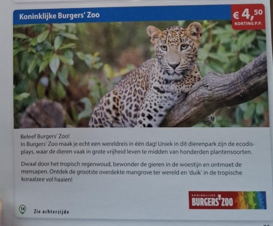 Koninklijke Burgers' Zoo kortingsbon, Tickets en Kaartjes, Drie personen of meer, Kortingskaart