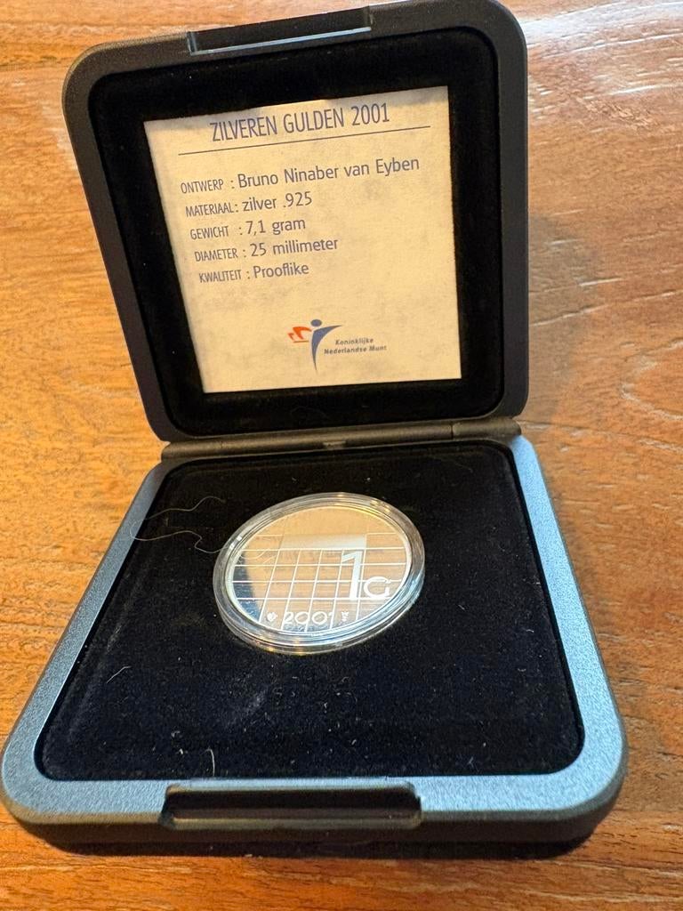 Te koop zilveren gulden 2001 in originele verpakking., Ophalen of Verzenden, Koningin Beatrix, 1 gulden