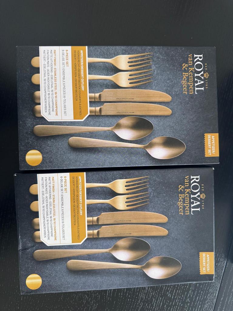 Goudkleurig bestek Royal van Kempen & Begeer – 4 sets, Ophalen, Nieuw, Overige materialen, Bestekset