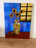 Kleurrijk schilderij met gedroogde zonnebloemen, Ophalen