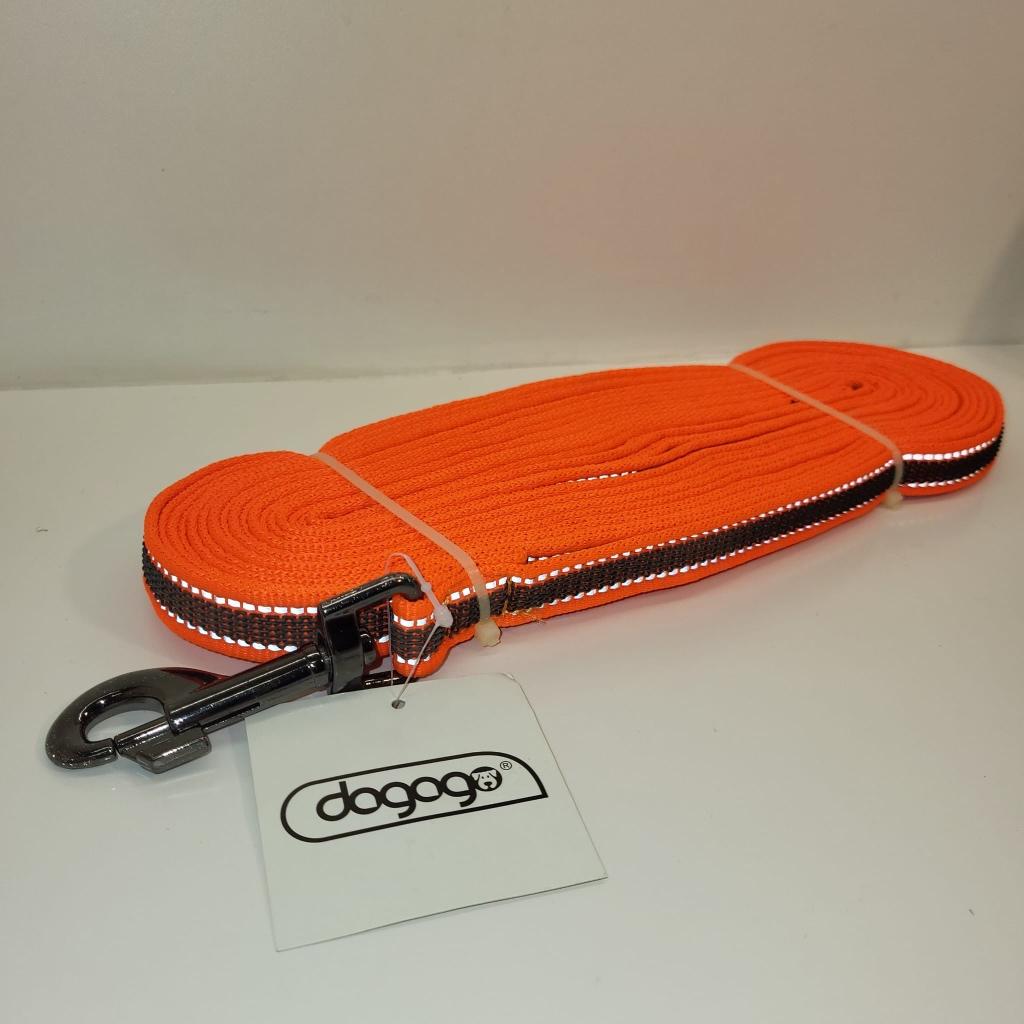 Dogogo hondenlijn 10m 20mm neon oranje, Dieren en Toebehoren, Ophalen of Verzenden, Nieuw, Hondenriem