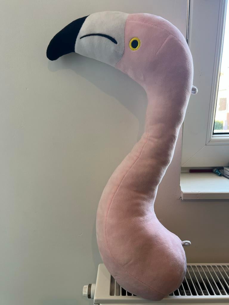 Pluchen flamingo kop wanddecoratie, Ophalen of Verzenden, Gebruikt