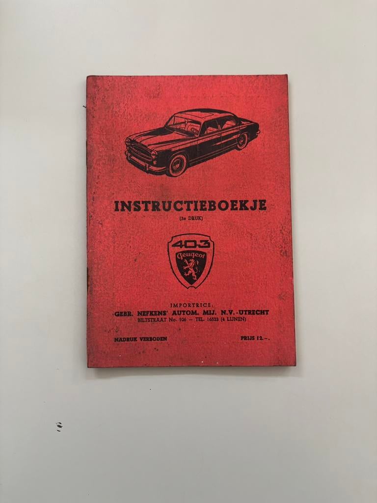 Instructieboekje Peugeot 403 NL, Ophalen of Verzenden