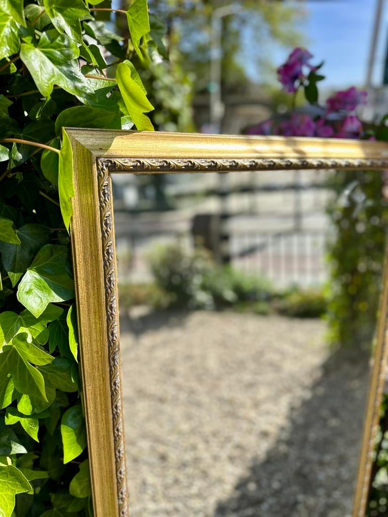 Prachtige oude gouden spiegel met facet geslepen glas, Ophalen, Info@ilfienile.nl, Zo goed als nieuw, Il Fienile