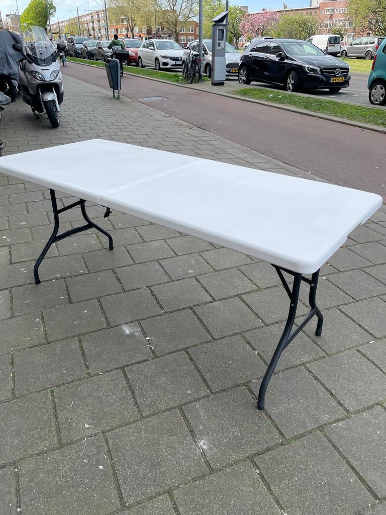 Witte opvouwbare tafel, Huis en Inrichting, Tafels | Eettafels, Ophalen, Kunststof, Gebruikt, 50 tot 100 cm