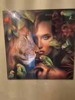 Plexiglas schilderij papegaai leeuw vrouw, Ophalen