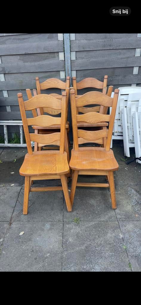Set van 6 houten ladderback stoelen - Purmerend, Gebruikt, Bruin, Ophalen of Verzenden, Vijf, Zes of meer stoelen