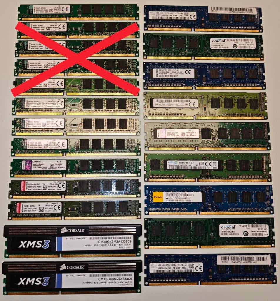 18x 4GB DDR3 desktop RAM geheugen, Computers en Software, RAM geheugen, Ophalen of Verzenden, DDR3, Desktop