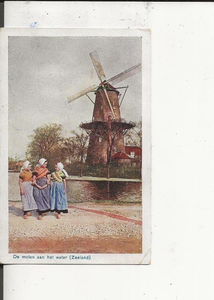 Zeeland Molen aan het water 31-8-1935, Ophalen of Verzenden, 1920 tot 1940, Gelopen, Zeeland