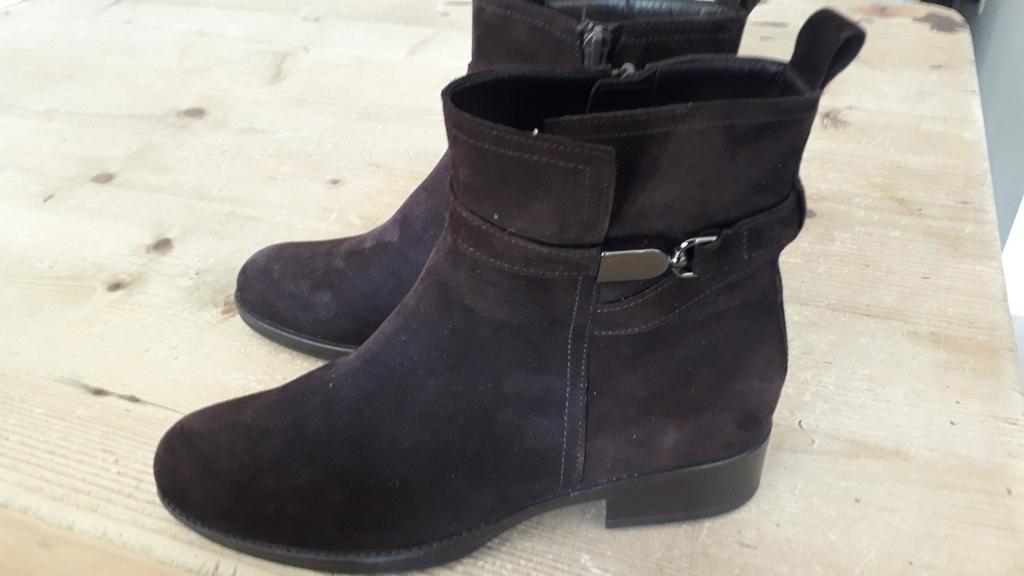 Gabor leren chocolade bruine enkellaarsjes in  nubuck 6=39, Kleding | Dames, Schoenen, Verzenden, Zo goed als nieuw, Bruin