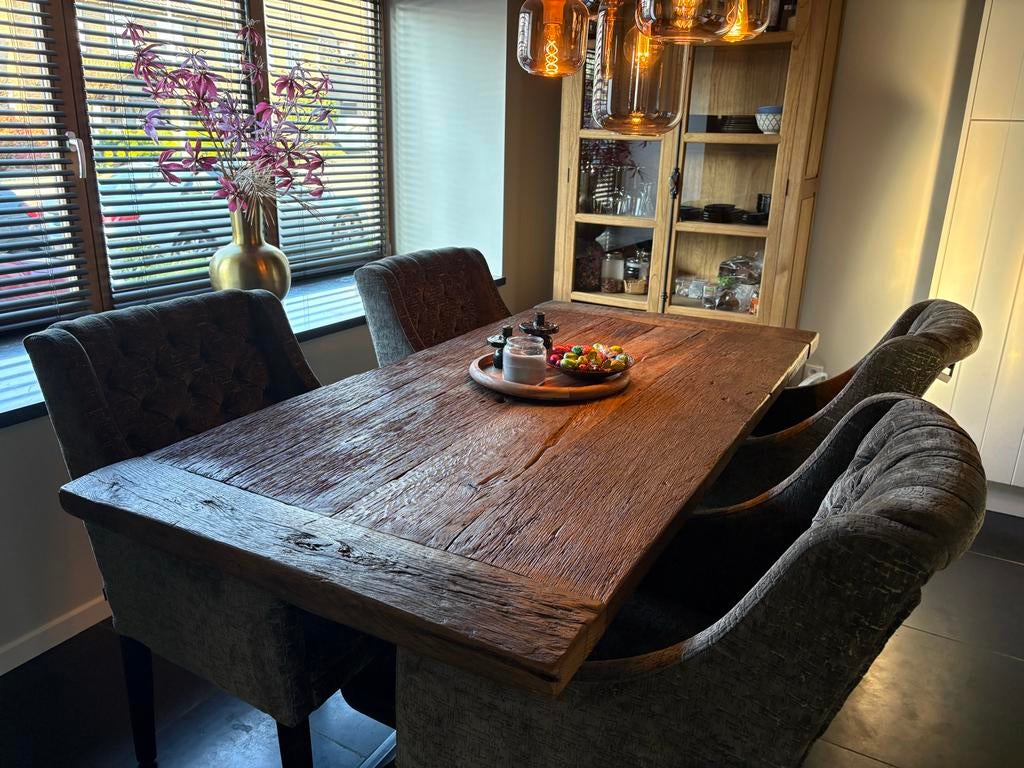 Eettafel met kloosterpoot - 180 cm lang, Huis en Inrichting, Tafels | Eettafels, Ophalen, Gebruikt, 50 tot 100 cm, 150 tot 200 cm