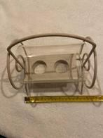 Windlicht draagbaar wit twee waxinelichtjes, Kunststof, Gebruikt, Wit, Ophalen of Verzenden