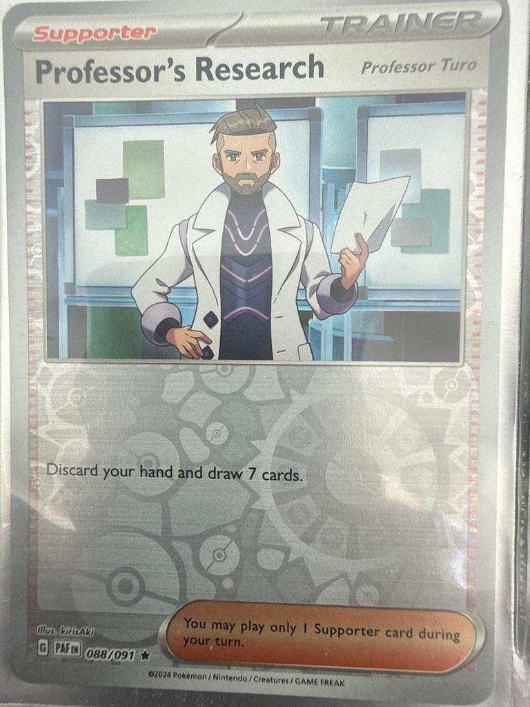 Pokemon kaart Professor's Research Professor Turo, Ophalen of Verzenden, Zo goed als nieuw, Losse kaart, Foil