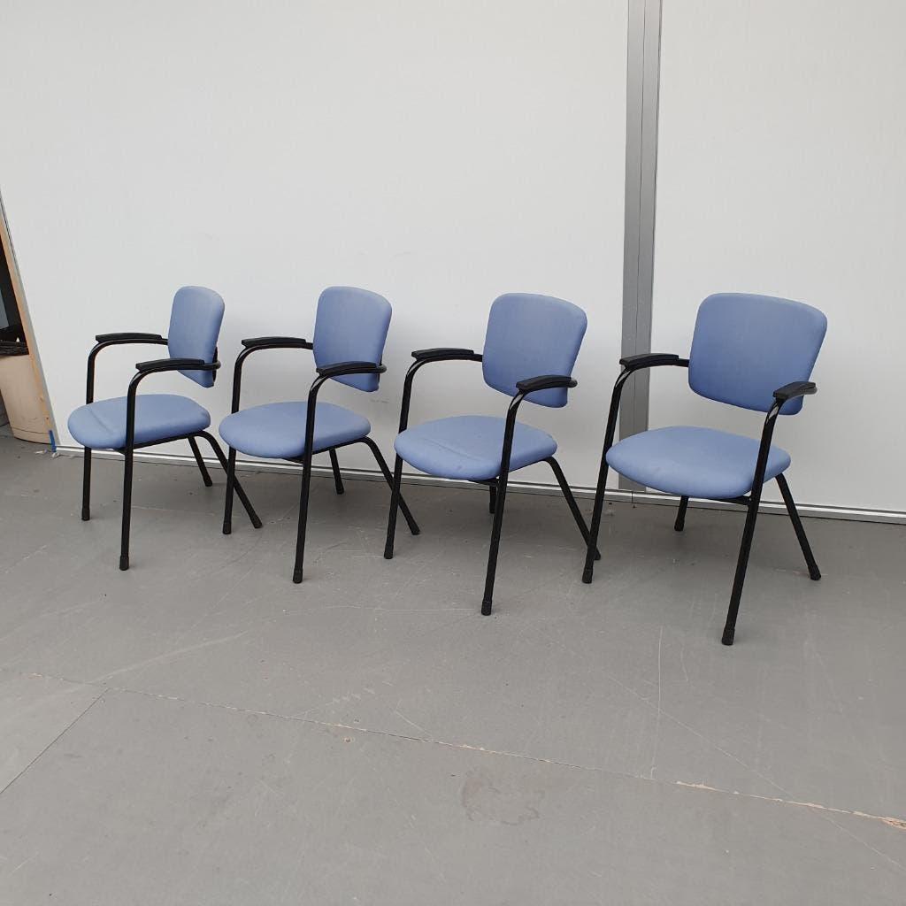 Set van 4 x Ahrend vergaderstoelen - blauwe stof kantoorstoe