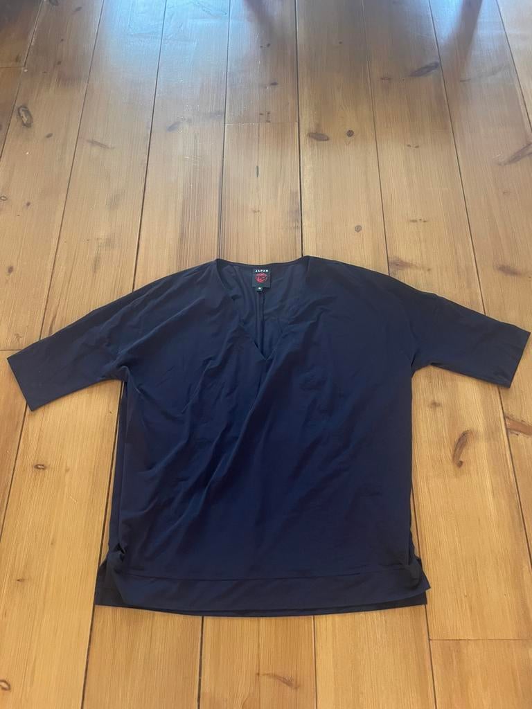 Fijn blauwe dunne travelstof top JapanTKY, M/L, Verzenden, Zo goed als nieuw, Maat 42/44 (L), Blauw