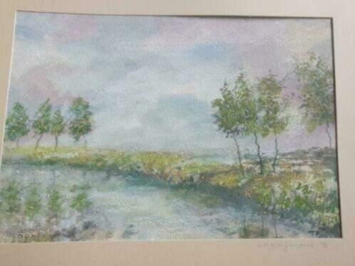 Aquarel Ad Kooijmans (geb 1922) Hollands Landschap, Antiek en Kunst, Kunst | Schilderijen | Klassiek, Ophalen