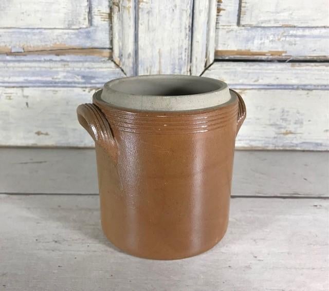 Franse bruine grès olijven pot met deksel, Ophalen of Verzenden