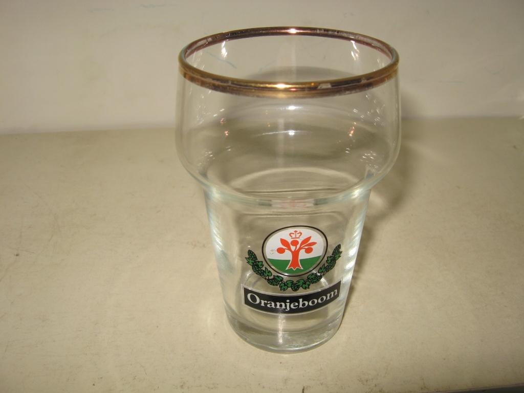 Oranjeboom in zwarte balk #2... stapelglas, Verzamelen, Biermerken, Ophalen of Verzenden, Zo goed als nieuw, Glas of Glazen, Oranjeboom