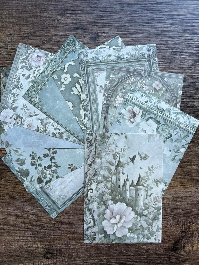 10 vel scrapbook achtergrond papier, groen, Hobby en Vrije tijd, Scrapbooking, Nieuw, Papier of Karton, Ophalen of Verzenden