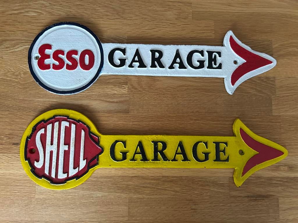 Esso /shell garage gietijzeren wandborden mancave, Verzamelen, Ophalen of Verzenden, Nieuw, Reclamebord