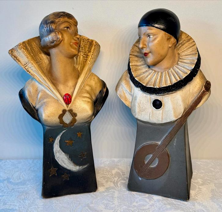 Vintage Retro  Pierrot en Pierette Beelden, Verzamelen, Beelden en Beeldjes, Gebruikt, Fantasy, Ophalen of Verzenden