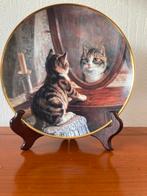 Poes in spiegel Franklin Mint (sier)bord, Antiek en Kunst, Ophalen of Verzenden