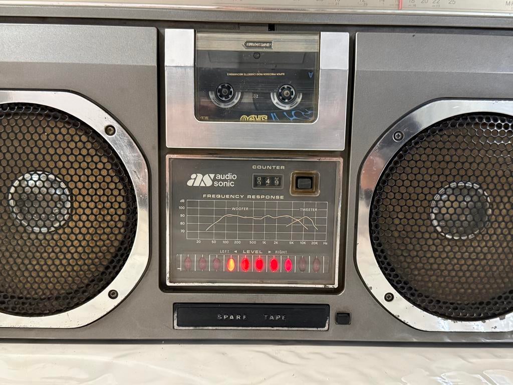 Vintage Audio Sonic boombox, radio en cassette, Audio, Tv en Foto, Radio's, Gebruikt, Audio Sonic, Ophalen of Verzenden, Radio