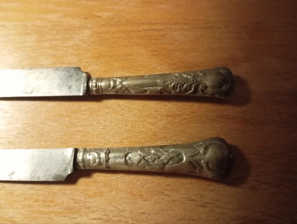 Vintage 2 Messen Zilver of Verzilverd, Ophalen of Verzenden