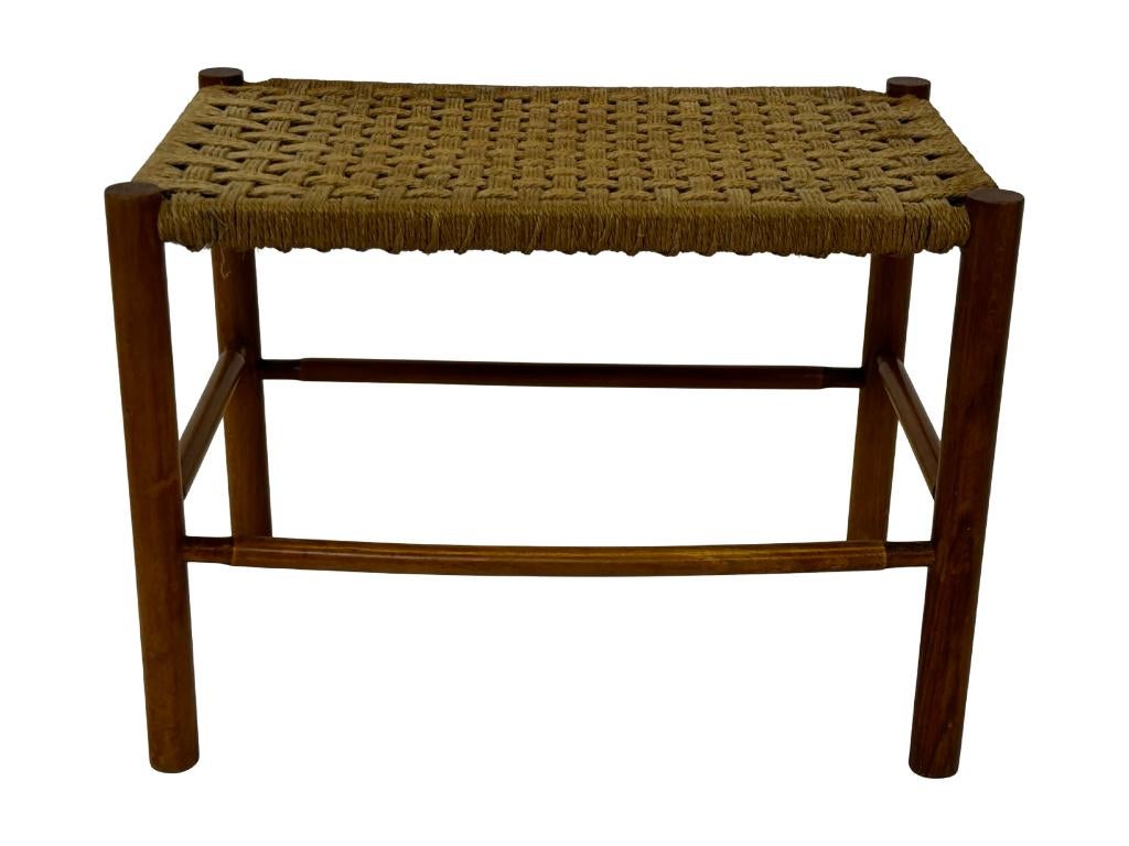 Vintage Krukje Deense Papercord Touw Kruk Mid Century, Gebruikt, Vintage kruk, Vintage kruk, Ophalen of Verzenden