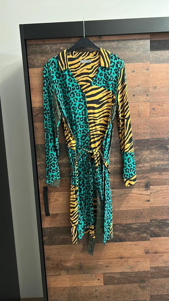 Geisha jurk met dierenprint, maat 40/L, Kleding | Dames, Jurken, Gedragen, Maat 42/44 (L), Overige kleuren, Knielengte, Ophalen of Verzenden