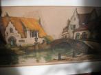 Fraai dorpsgezicht met bruggetje / Julien Diatson, Antiek en Kunst, Ophalen of Verzenden