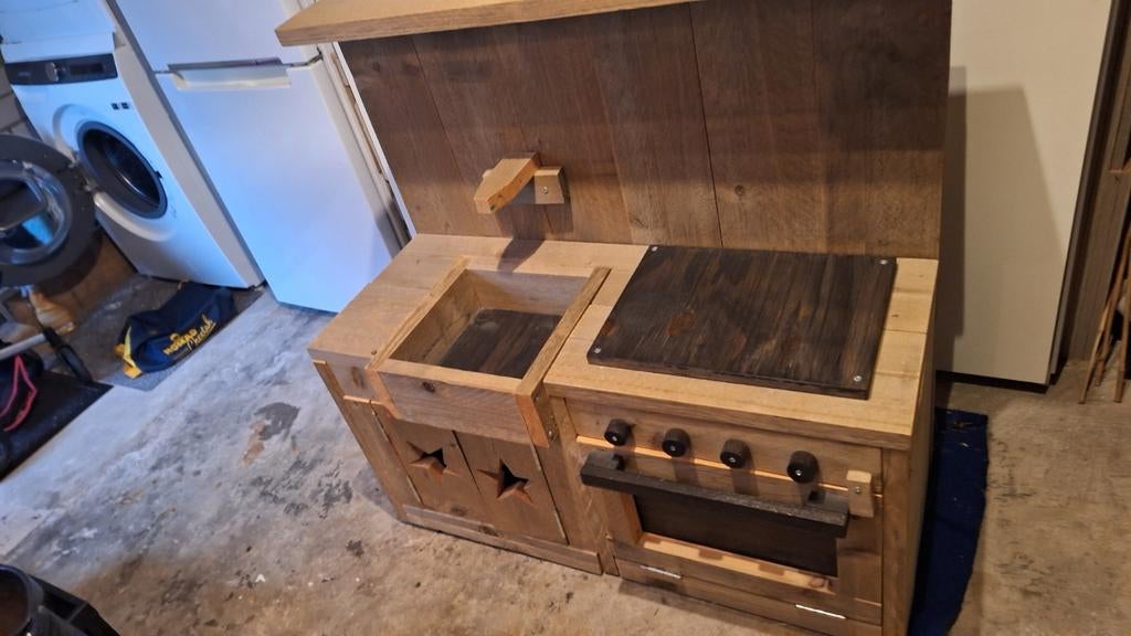 Speelkeuken van steigerhout Jorg uitstekende staat, Ophalen, Zo goed als nieuw, Hout, Speelkeuken